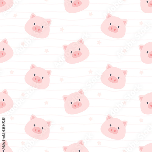 Cute pig seamless pattern background