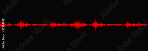 Blood Red Digital Sound Wave Low and Hight richter scale on Black Background,technology and earthquake wave diagram and Moving heart concept,design for music studio and science,Vector Illustration.