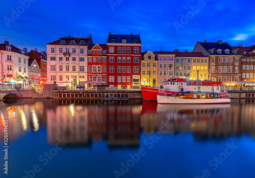 Copenhagen. The Nyhavn channel is at dawn. © pillerss