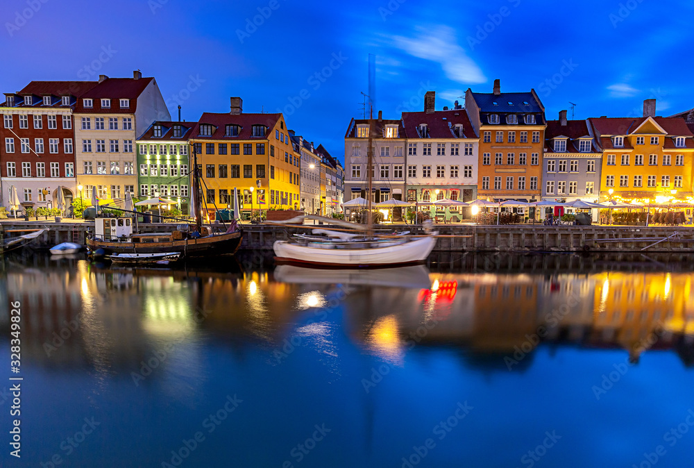 Copenhagen. The Nyhavn channel is at dawn. Copenhagen. The Nyhavn channel is at dawn.