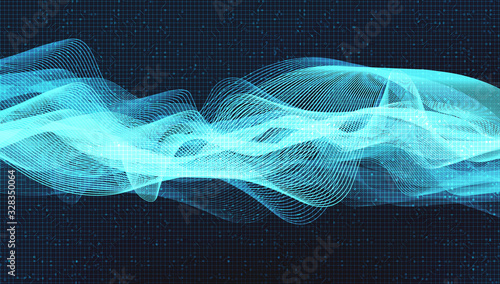 Modern Blue Light Digital Line,Sound Wave Technology and earthquake wave concept,design for music studio and science,Vector Illustration.