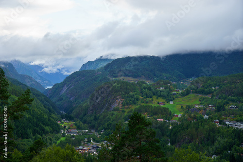 beautiful norwegian landscape with fjord in Odda © Hladchenko Viktor