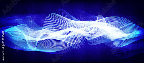 Blue Digital Sound Wave Technology and earthquake wave concept,design for music studio and science,Vector Illustration.