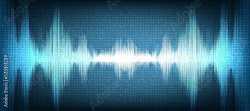 Modern Digital Sound Wave on Technology Background,Hi tech and music wave diagram concept,design for music studio and science,Vector Illustration.