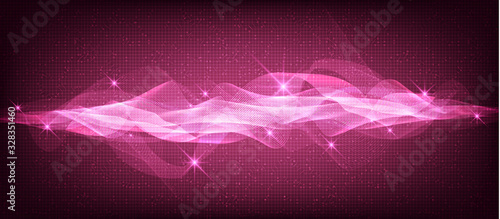 Light Pink Digital Sound Wave Background,technology and  equalizer concept,design for music studio and science,Vector Illustration.