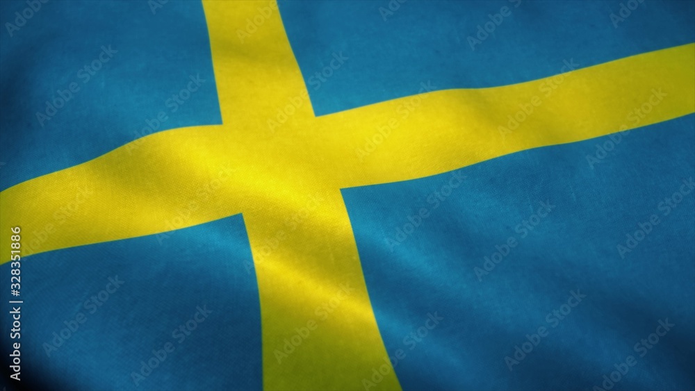 Sweden flag waving in the wind. National flag of Sweden. Sign of Sweden. 3d illustration Sweden flag waving in the wind. National flag of Sweden. Sign of Sweden. 3d illustration