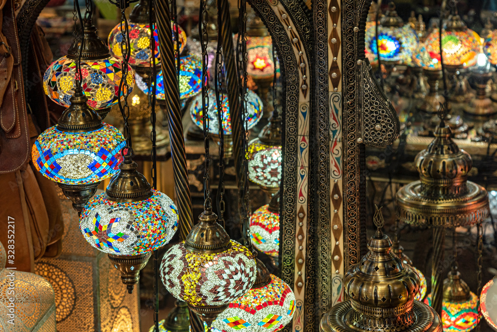 Turkish or Moroccan glass tea light hanging lantern. Mystical ambience created by these glass lanterns