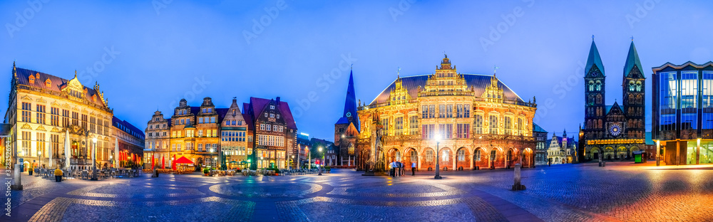Panorama, Marktplatz und Rathaus, Bremen, Deutschland 