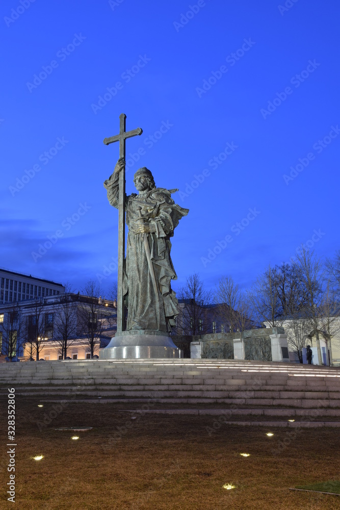 Prince Vladimir introduced Christianity as the state religion in ancient Russia in 988. Architect Vasily Danilov. Russia, Moscow, February 2020 