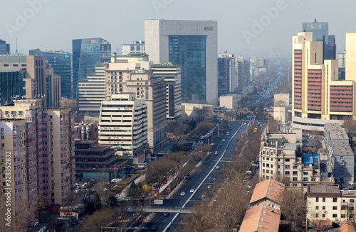 Dongcheng roads by Beijing city buildings in China 