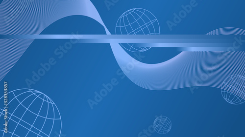 Abstract line curve pattern on Blue background. Network and Technology Concept