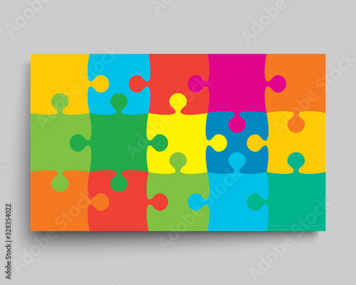 Vector background color piece puzzle frame jigsaw