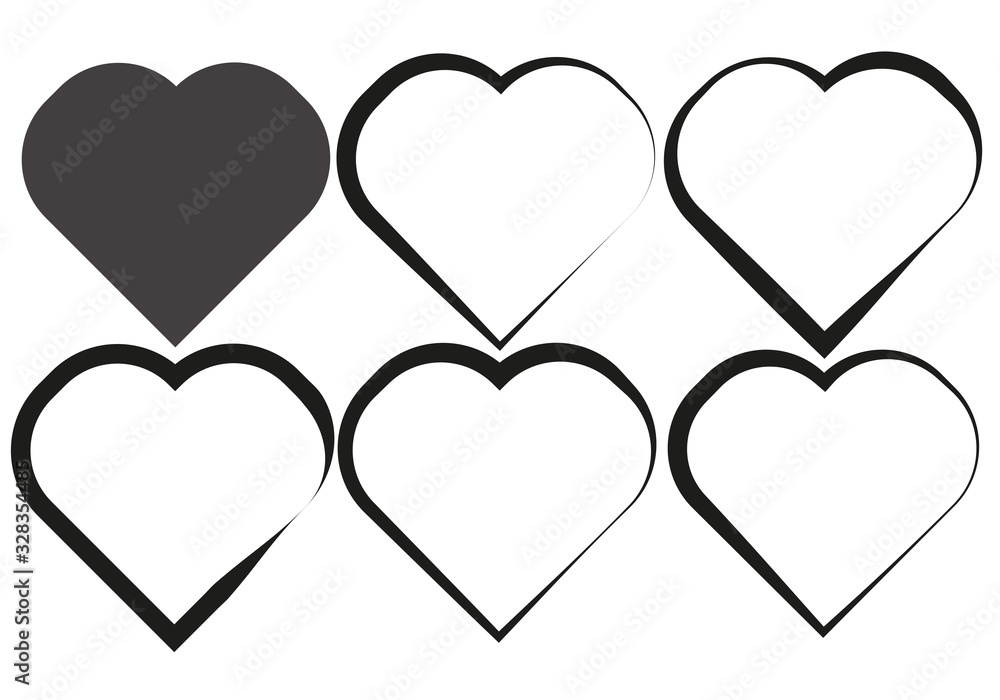 Corazones negros hechos con trazos. Corazones negros hechos con trazos.