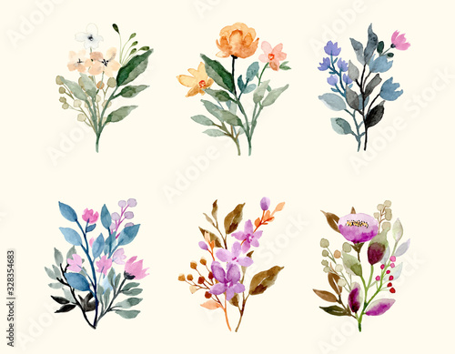 Obraz na płótnie wild floral watercolor bouquet decoration collection