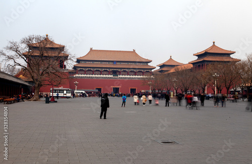 Beijing Forbidden City Meridian Gate with tourists 