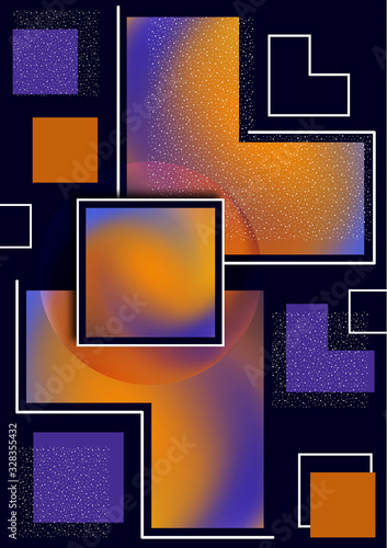 Colorful decorative composition, abstract geometric shapes texture on black. Universal cover template graphic design, minimal background pattern.