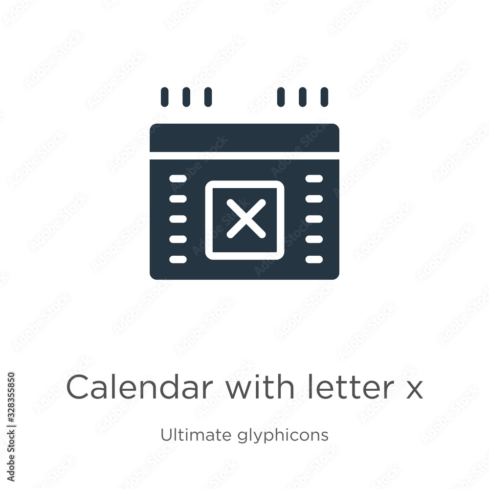 Calendar with letter x icon vector. Trendy flat calendar with letter x icon from ultimate glyphicons collection isolated on white background. Vector illustration can be used for web and mobile graphic Calendar with letter x icon vector. Trendy flat calendar with letter x icon from ultimate glyphicons collection isolated on white background. Vector illustration can be used for web and mobile graphic