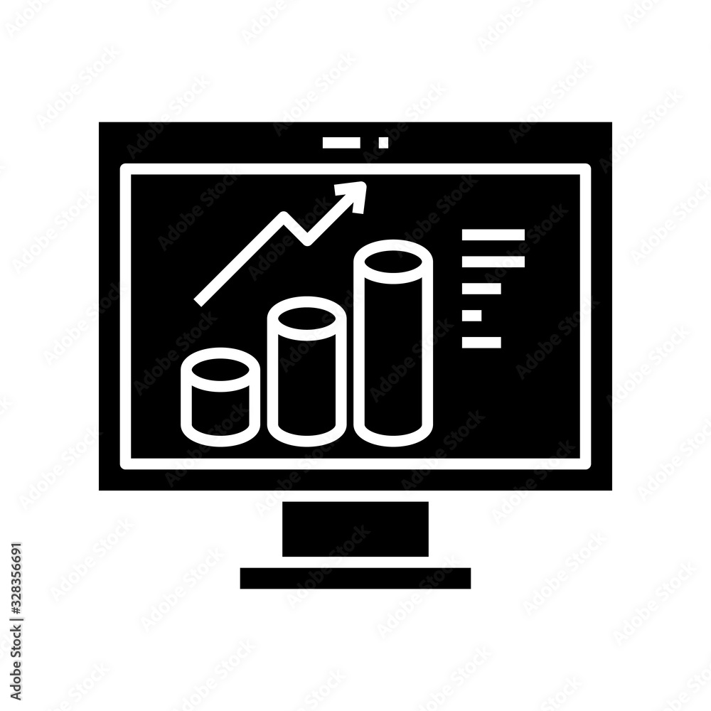 Rising value black icon, concept illustration, vector flat symbol, glyph sign. Rising value black icon, concept illustration, vector flat symbol, glyph sign.