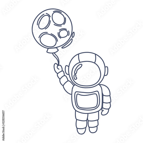 Astronaut coloring book line art design vector illustration. Space separate objects. Space hand drawn doodle design elements.