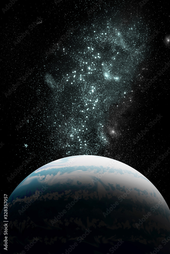 Fototapeta premium Big planet against the background of the starry sky. Space.