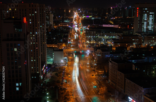 Fototapeta Naklejka Na Ścianę i Meble -  Tianjin highway with night illumination in China 