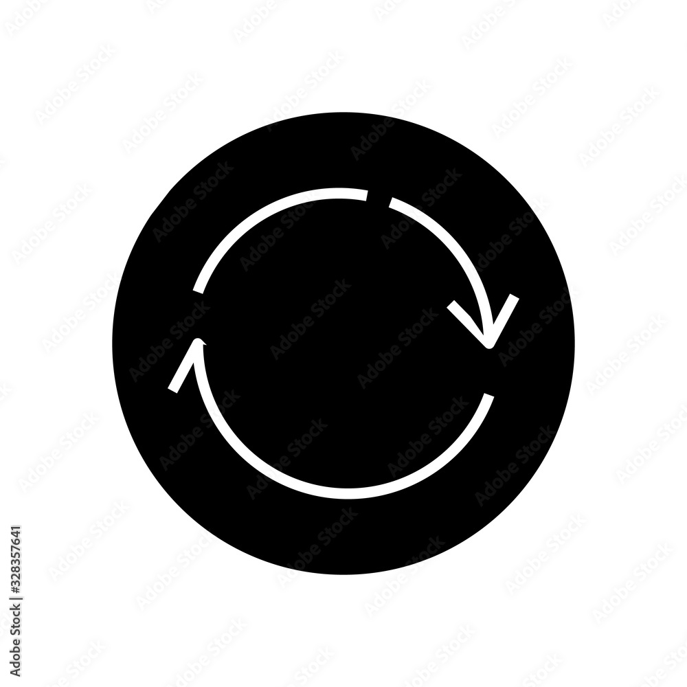 Reload black icon, concept illustration, vector flat symbol, glyph sign. Reload black icon, concept illustration, vector flat symbol, glyph sign.