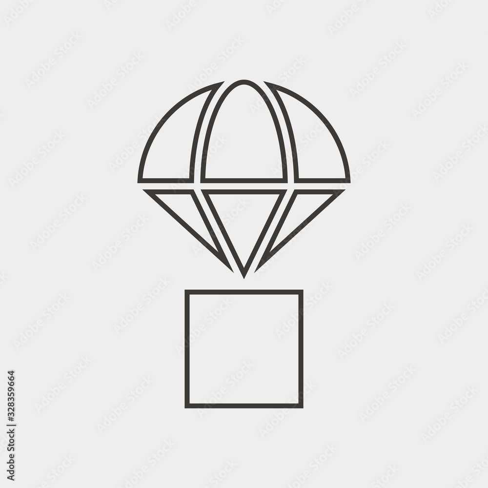 drop shipping line icon parachute with box selling drop shipping line icon parachute with box selling