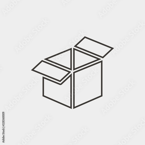 open box line vector icon for parcel packing icon
