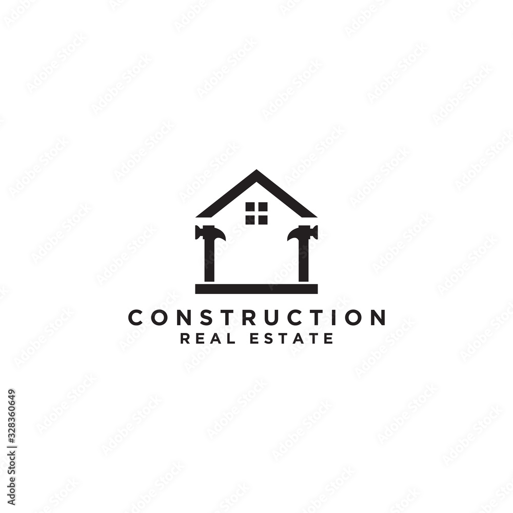 Home improvement logo. Tool icon. Roof repair logo. Repair the house name board. Vector EPS 10. - Vector