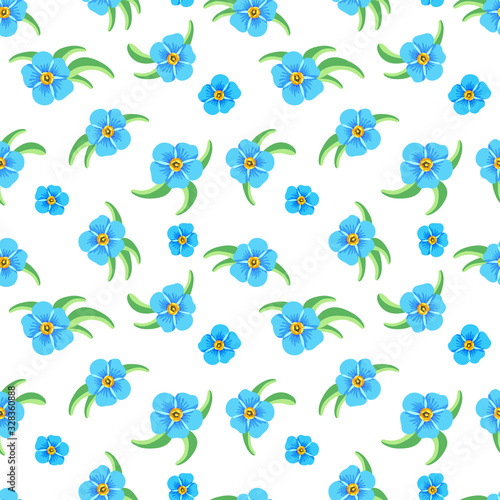 Forget-me-nots on a white background.Seanless pattern with blue flowers.Vector illustration for a spring holiday