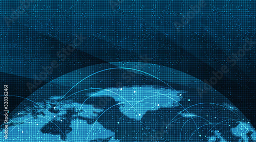 Global Network System Technology Background,connection and Communication Concept design,Vector illustration.