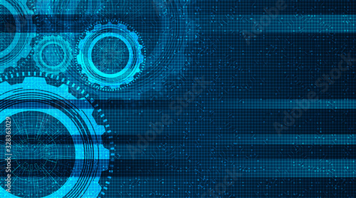 Modern Digital Technical Gears wheel and Cock on Technology Background,vector