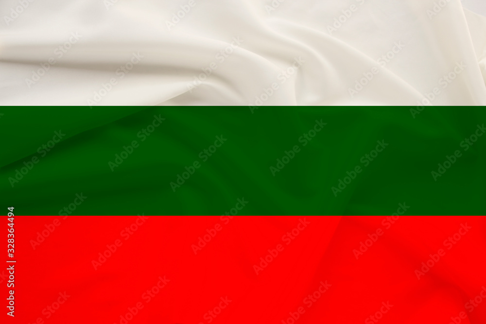 national flag of Bulgaria on delicate silk with wind folds, travel concept, immigration, politics