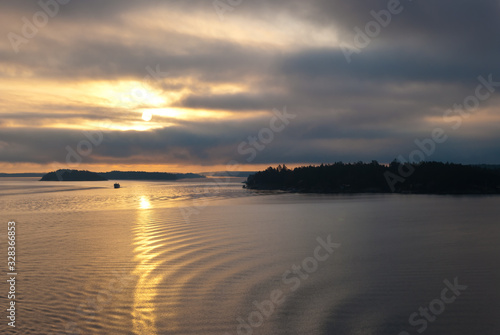 small ships off the Islands of Scandinavia Sweden early in the morning the Baltic sea © fotofotofoto