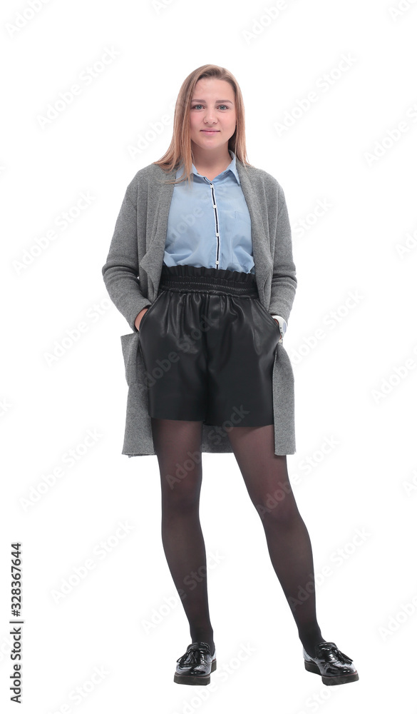 in full growth. stylish young woman in a coat. in full growth. stylish young woman in a coat.