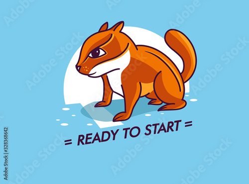Sport logo and emblem. Chipmunk badge, sticker, label on background isolated.
