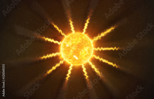 Fototapeta Naklejka Na Ścianę i Meble -  Pulsar star against dark starry sky artistic vision, elements of this image furnished by NASA