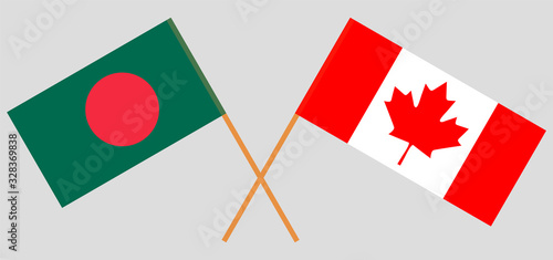 Crossed flags of Bangladesh and Canada