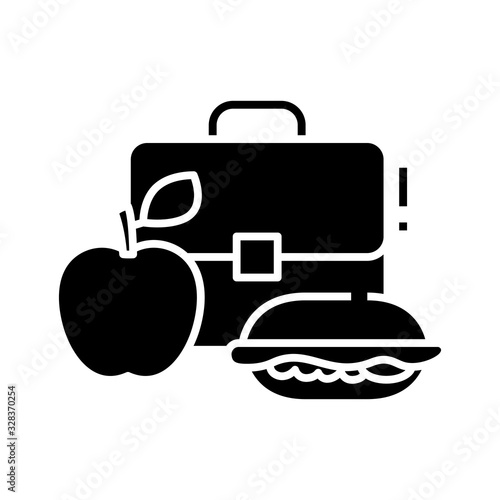 School dinner black icon, concept illustration, vector flat symbol, glyph sign.