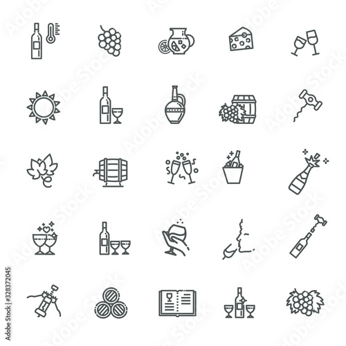 Wine Icons. Vector Illustration. Set of Wine icons