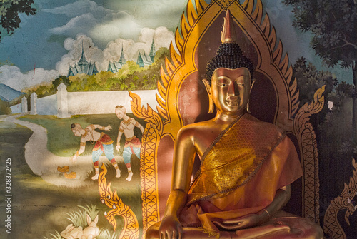 Buddha Statue in Wat Phrathat Doi Sutep in Chiang Mai, Thailand photo