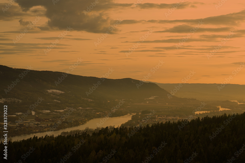 View from the mountain called Spiralen in Drammen, Norway.