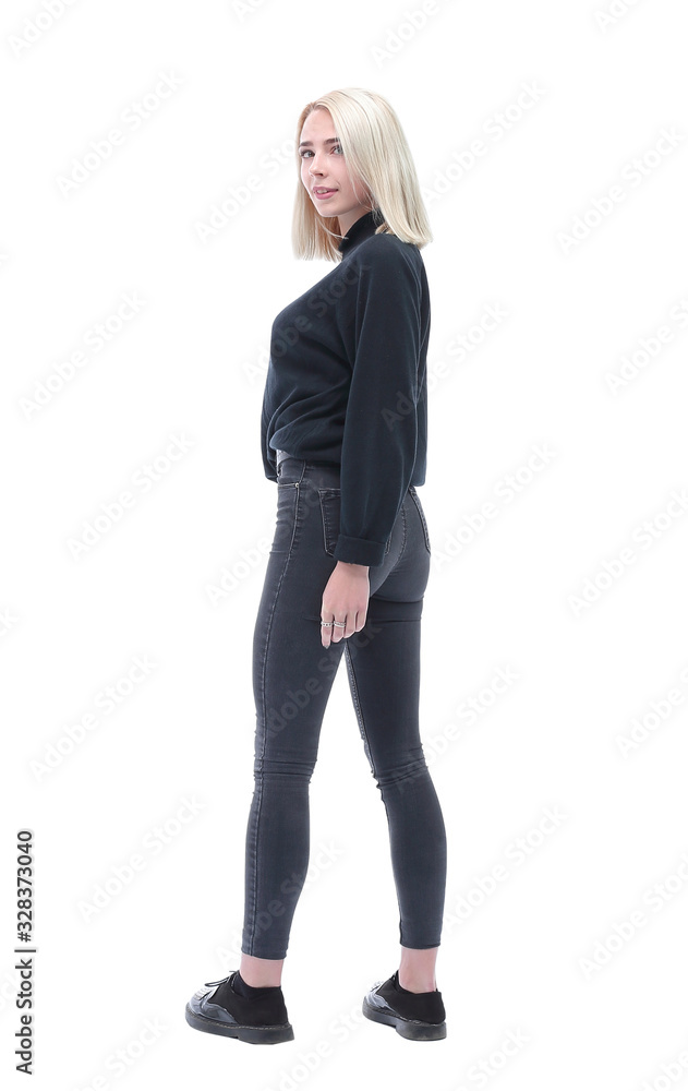 side view. modern young woman looking at copy-space side view. modern young woman looking at copy-space