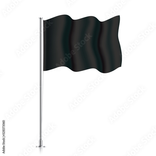 Black flag on a metallic pole.