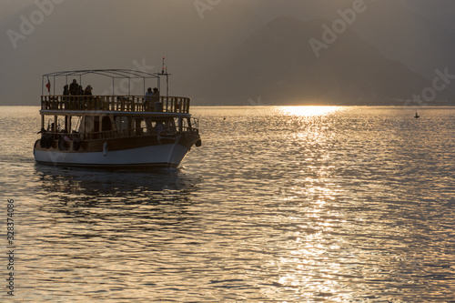 boat at sunset in antalya