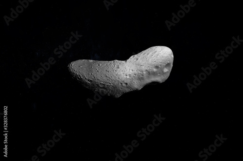 Canvas Print Asteroid Eros orbiting in the outer space. 3d render