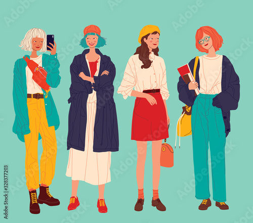 Diverse women faces background, women different style