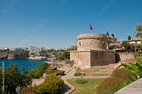 Hidirlik Tower, Karaalioglu Park in the old town Kaleici, Antalya, Turkey