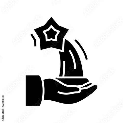 Star statuette black icon, concept illustration, vector flat symbol, glyph sign.