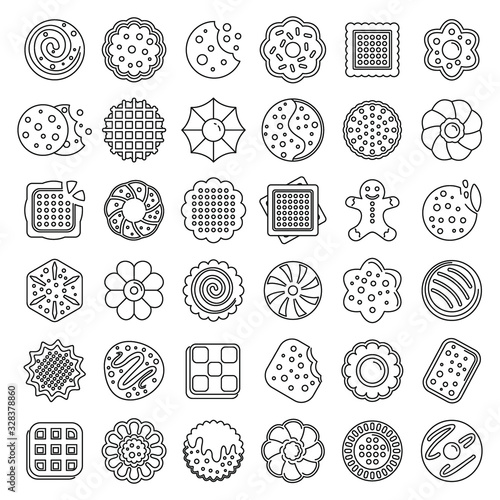 Fototapete Biscuit icons set